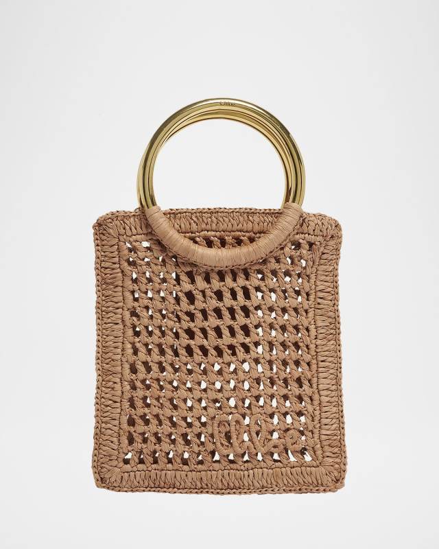 Summer Banana Tote Bag in Crochet Paper and Leather